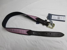 Vineyard Vines Children's Whale Belt Size 26 Pink Blue Leather Ends Brass Buckle