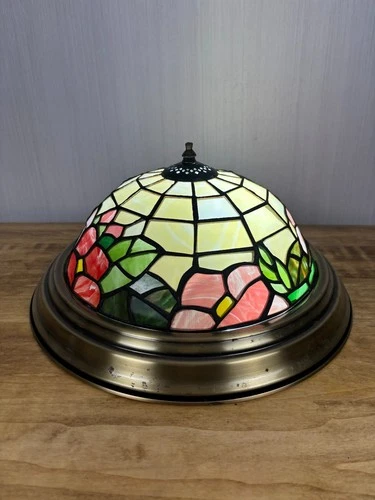 Vintage Tiffany Style Light Stained Glass Flush Mount Ceiling Lighting Fixture
