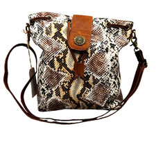 Shyanne Women's Snake Print Leather Crossbody Bag Flap Closure Turquoise Concho