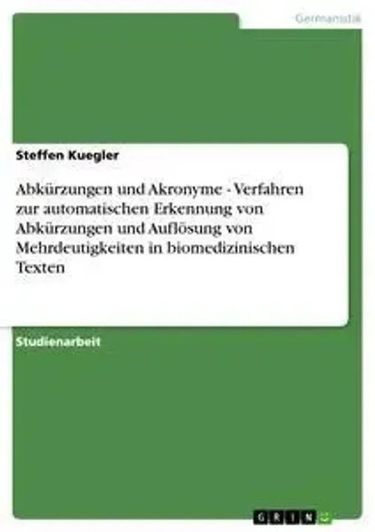 AbküRzungen Und Akronyme - Verfahren Zur Automatischen Erkennung Von...-image