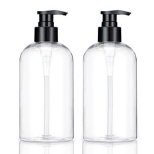 Empty Plastic Pump Bottles Dispenser 2 Pack Clear Refillable Pump Bottle for Sha