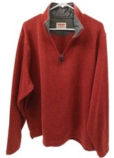 Wrangler Authentics Fleece Sweater Mens XL Red 1/4 Zip Casual Outdoor Pullover