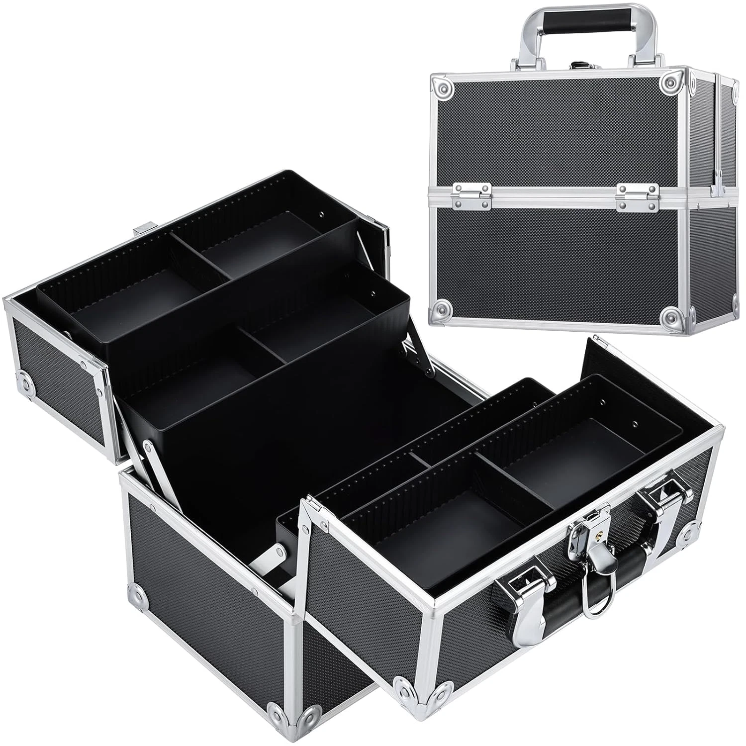 Makeup Train Case - Cosmetic Organizer Case Professional Makeup Storage Box