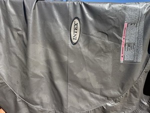 Intex Round Vinyl Hot Tub Cover Gray with Straps, Suitable for INTEX PURE SPA