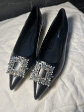 C.Paravano Women s Crystal Buckle Ballet Flats Pointed Toe Slip On Black