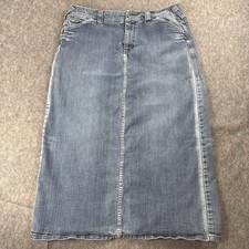 VTG 90s Tommy Hilfiger Denim Blue Maxi Long Skirt Women 16 Belt Loops Split