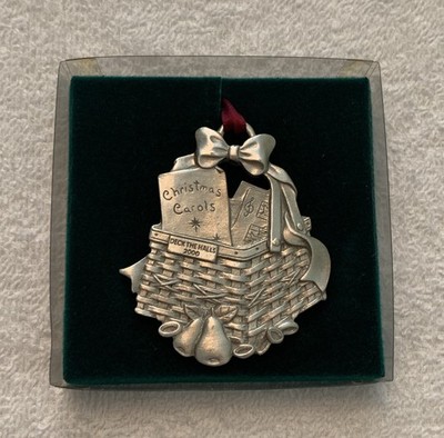 Vintage Longaberger Deck The Halls 2000 Christmas Basket Pewter Tree Ornament