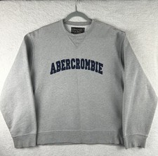 VTG Y2K Abercrombie Fitch Gray Crewneck Sweatshirt Size L Arched Spellout Croppy
