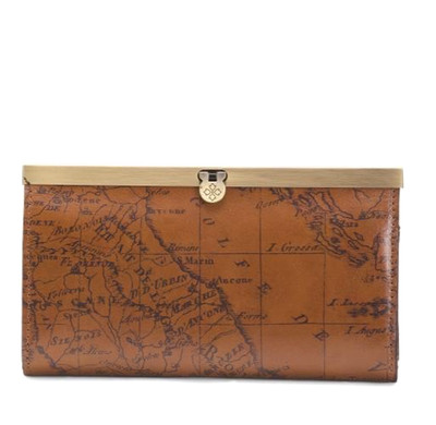 Patricia Nash NEW SIGNATURE MAP Leather FRAMED  Cauchy Wallet NWT RUST RIOT RFID