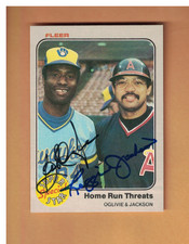 REGGIE JACKSON & BEN OGLIVIE AUTOGRAPHED 1983 FLEER BASEBALL CARD SIGNED ANGELS