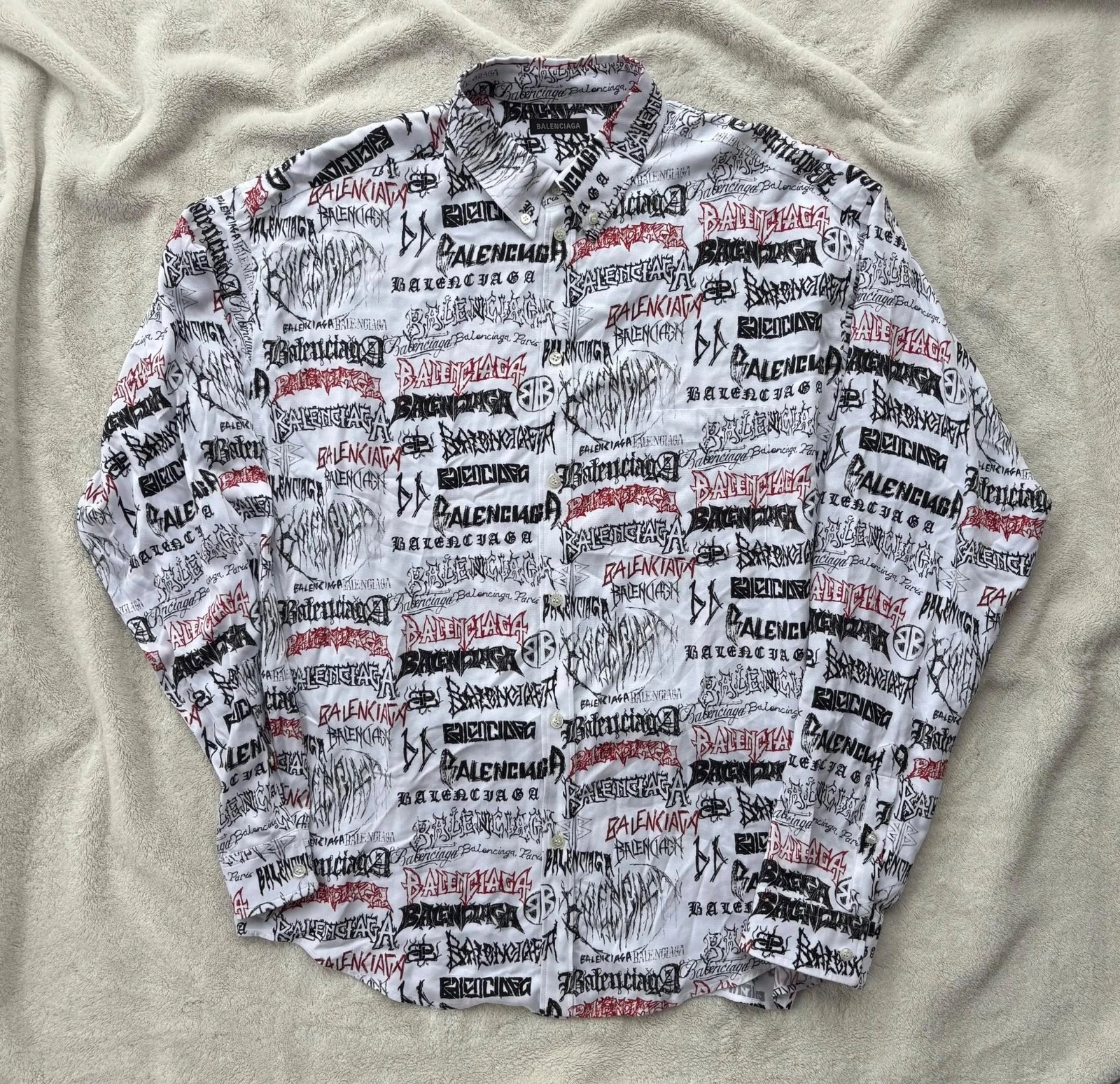 Balenciaga — Balenciaga White DIY Metal Allover Button Shirt - 2XL - $1390 - New - Authentic