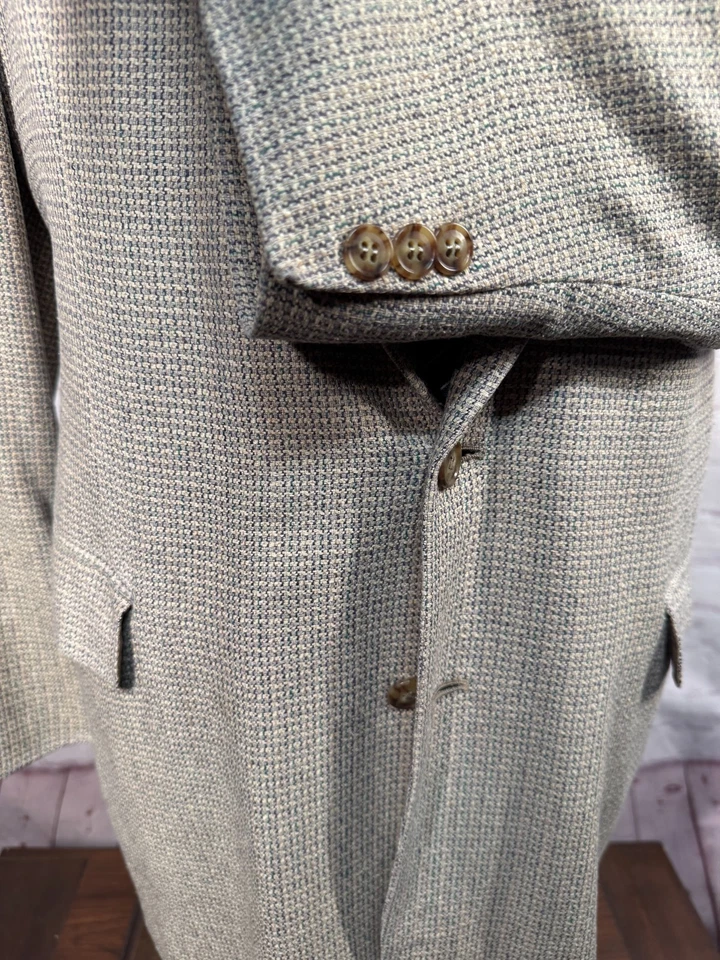 NORM THOMPSON Mens Beige SILK Blend 2-Button Sport Coat Blazer Jacket 44L - Image 4 of 4