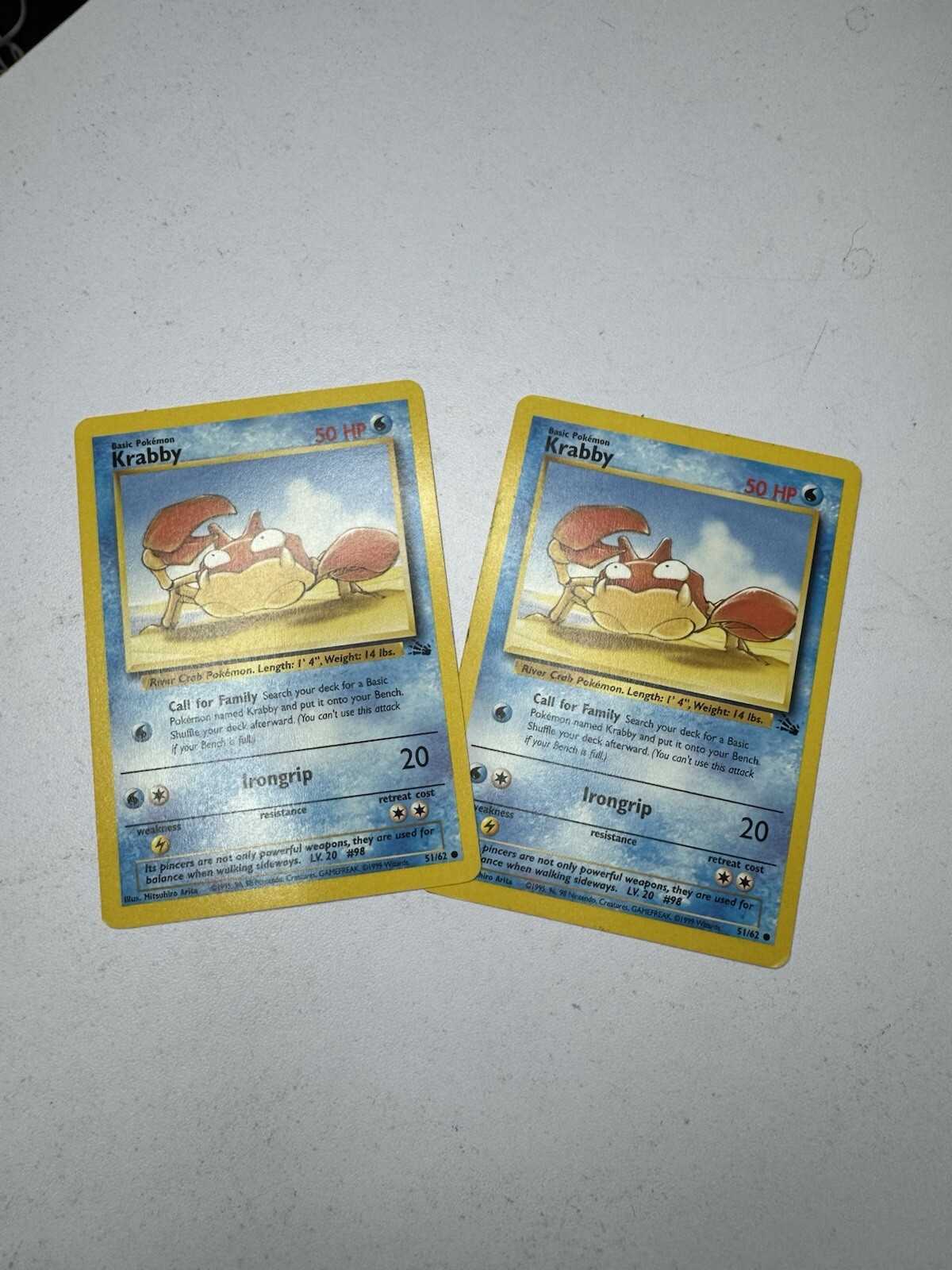 Krabby 1st Edition Fossil 51/62 NM HD Photos WOTC Vintage Pokemon