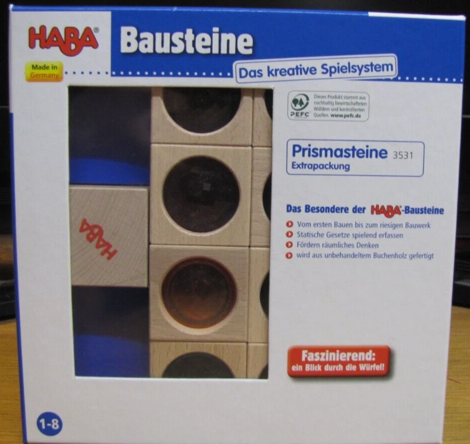 HABA Kaleidoscopic Building Blocks 13 Piece Set w Colored Prisms Made in Germany - Image 2 of 4