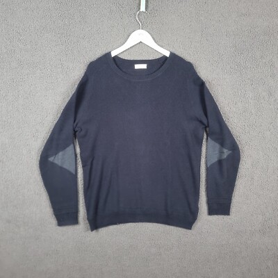 FOLK Jumper Mens XL Blue Navy Crew Neck Sweater Pima Cotton Blend Knit  UK