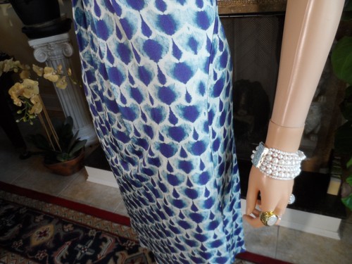 Alberta Ferretti Light Blue/White Print Embellished V Neck Sheath Dress Size 6 - Picture 15 of 24