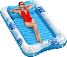 Large Inflatable Tanning Pool Lounger Float Suntan Tub Pool Floats Rafts Lounge