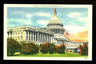 Washington DC postcard US Capitol Building linen Metrocraft | eBay