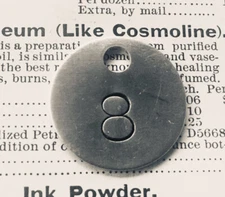 Number 8 Tag Aluminum Metal Tag Numbered Keychain Stamped Token Fob Check