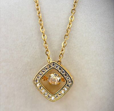 Fifth Ave Gold Rhinestone Feng Shui Blessing Pendant Necklace