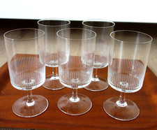 5 stilvolle Weingl&auml;ser Portwein d&uuml;nnwandig Linien Gravur Mid Century 50er 60er