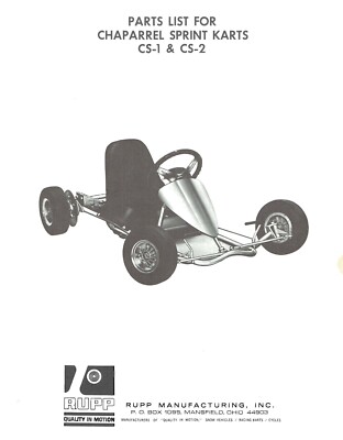 Rupp Chaparrel Sprint Cars CS-1 CS-2 Parts List Go Cart Kart