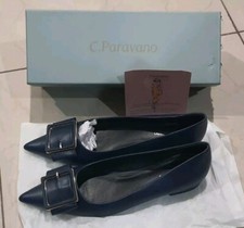 C.Paravano Flat Shoes for Women Ballet Pointed Toe Flats Leather Size 9.5 Blue