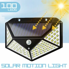 Waterproof 100-LED Solar Power Wall Light Motion Sensor Outdoor Security Lamp