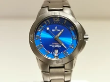 RETRO BEAUTIFUL SPORT 100m  ALL TITANIUM SWISS QUARTZ LADIES WATCH "FESTINA" 