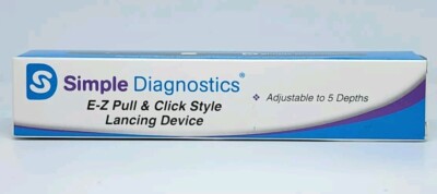 Simple Diagnostics E-Z Pull Click Lancing Device NDC# 98302-0001 Blue Up 5 Depth