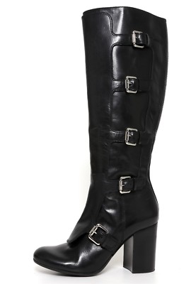 Vince Camuto Kyria Black Leather Buckle Boots Z54113 Women's Size 8.5 M