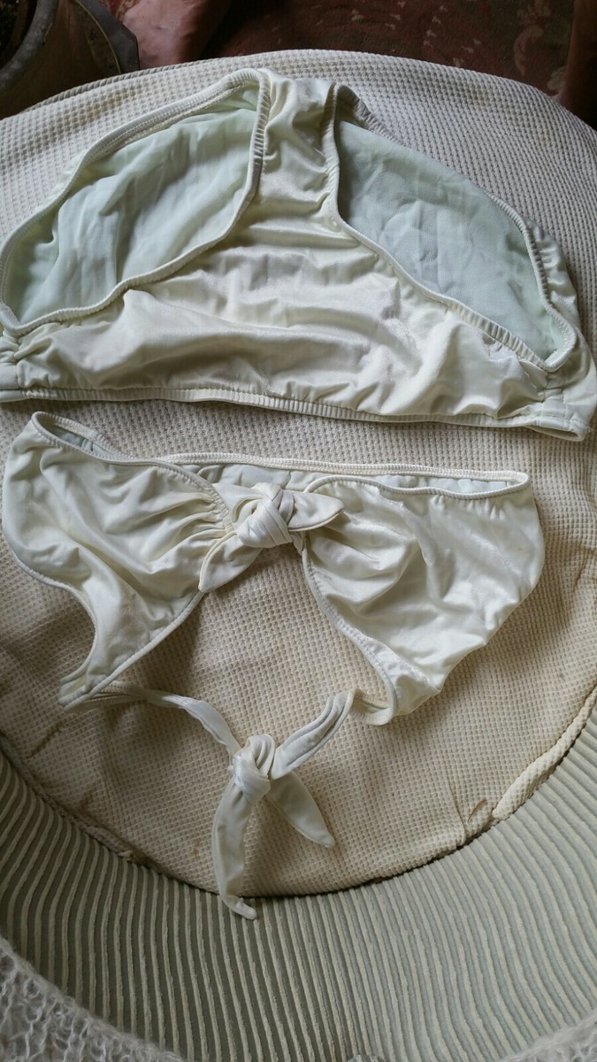 Bikini Vintage E.Stewart Taille 14 - Blanc - Bonnet A - Dos Nu (Halter) - Occasion Très Bon état