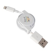 For iPHONE - RETRACTABLE USB CABLE CORD CHARGER POWER WIRE DATA SYNC WHITE
