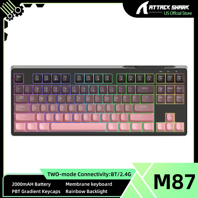 ATTACK SHARK x FREEWOLF M87 Wireless membrane Keyboard Feel Silent Rainbow