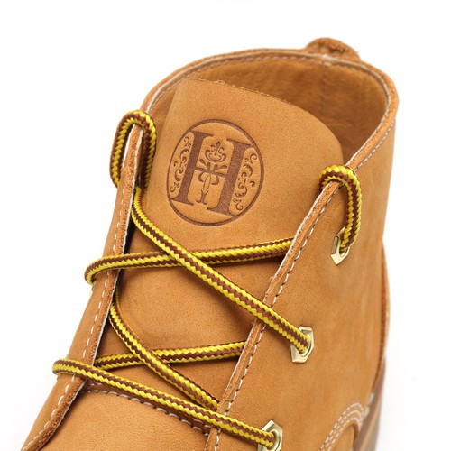 Men's Soft Toe Nubuck Leather PU Sole, Goodyear Welt Wheat Work Boots H82103 - Picture 3 of 5