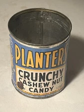 1946 RARE Planters Peanuts 5.5 Oz Crunchy Cashew Nuts Candy Tin Paper Label