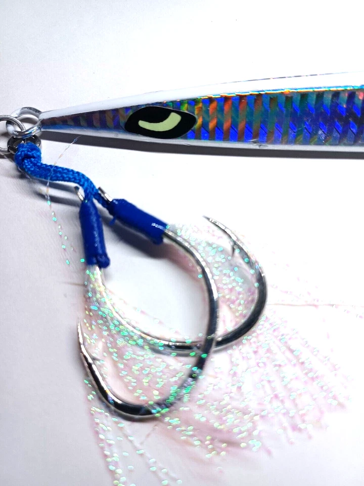 The Original Slow Pitch Jig 250g PRATA Iridescente 4 Ahi Mahi Brilha ÁGUA ESCURA - Imagem 4 de 4