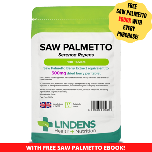 Lindens Saw Palmetto Extract 500mg 3-PACK 300 Tablets Serenoa Repens Men's Herb - 第 1/1 張圖片
