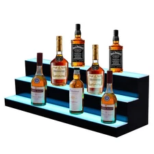 23-39" LED BAR Shelves 2-3 Steps Lighted Liquor Bottle Display Rack