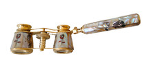 Antique Brass Opera Glasses Mother of Pearl  Handle Brass Fittings France Gift