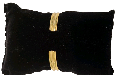Rhinestone & Aquamarine Druzy Cabochon Gold Tone 2 ½ " Cuff Bracelet - Picture 10 of 11