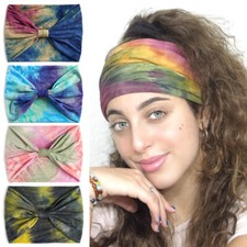 Yoga Headwear Tie-dye Women Headband Elastic Band Turban Bandana Wide Hair Band