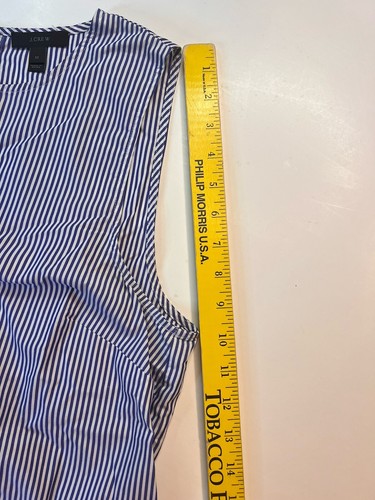 J. CREW Womens Top Size M Medium BUTTON-BACK STRIPED PEPLUM TOP IN BLUE/WHITE - Picture 4 of 9