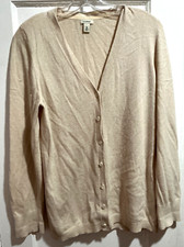 LL Bean Wool Angora Blend Button Cardigan Cream Size Medium