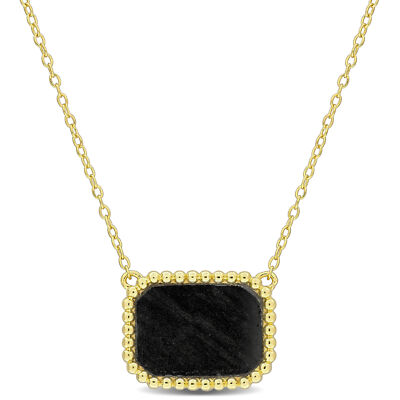 Amour Yellow Silver 5CT TGW Octagon Shape Hematite Necklace Halo - 17 in