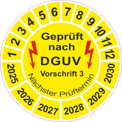 Prüfplaketten DGUV V 3 Gelb 20 - 37mm  ( 5065 ) 2025