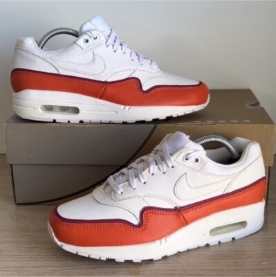 Nike Air Max 1 SE White/Team Orange Women Sneakers 881101-102- SZ 7