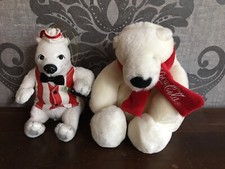 Vintage Lot Boyds Coca Cola Polar Bear Plush & Ornament Chiristmas Red Stripe