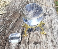 Clear Crystal Ball K9 Sphere 50mm  Gold/Silver stands Crystal Stand in Gift Box