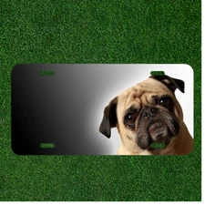 Custom Personalized License Plate Auto Tag With Pug Dog Breed Add Names